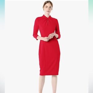 Donna Morgan Red Three Quarter Sleeve 3/4 Sheath Dress Size 6